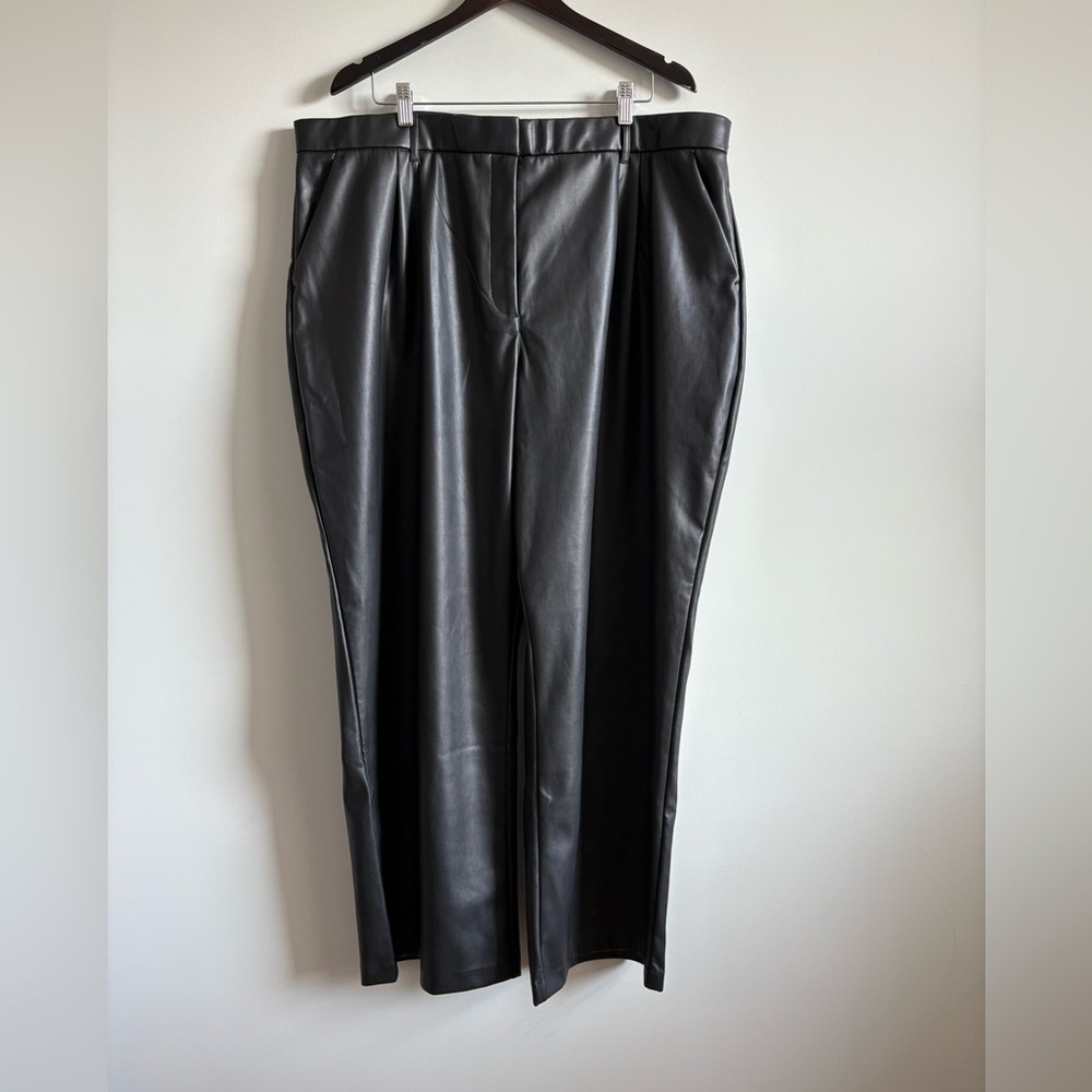 Abercrombie & Fitch Curve Love Sloan Wide Leg Vegan Leather Pants | Size XXL - Picture 2 of 7